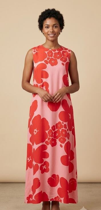 Marimekko Dresses & Skirts - Marimekko Migot Kevättalkoot Cupro Dress Pink Red Floral 36 US 4 6 New